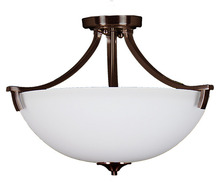  16614 - Victoria 3-Light Semi Flush Entry - RB White Glass